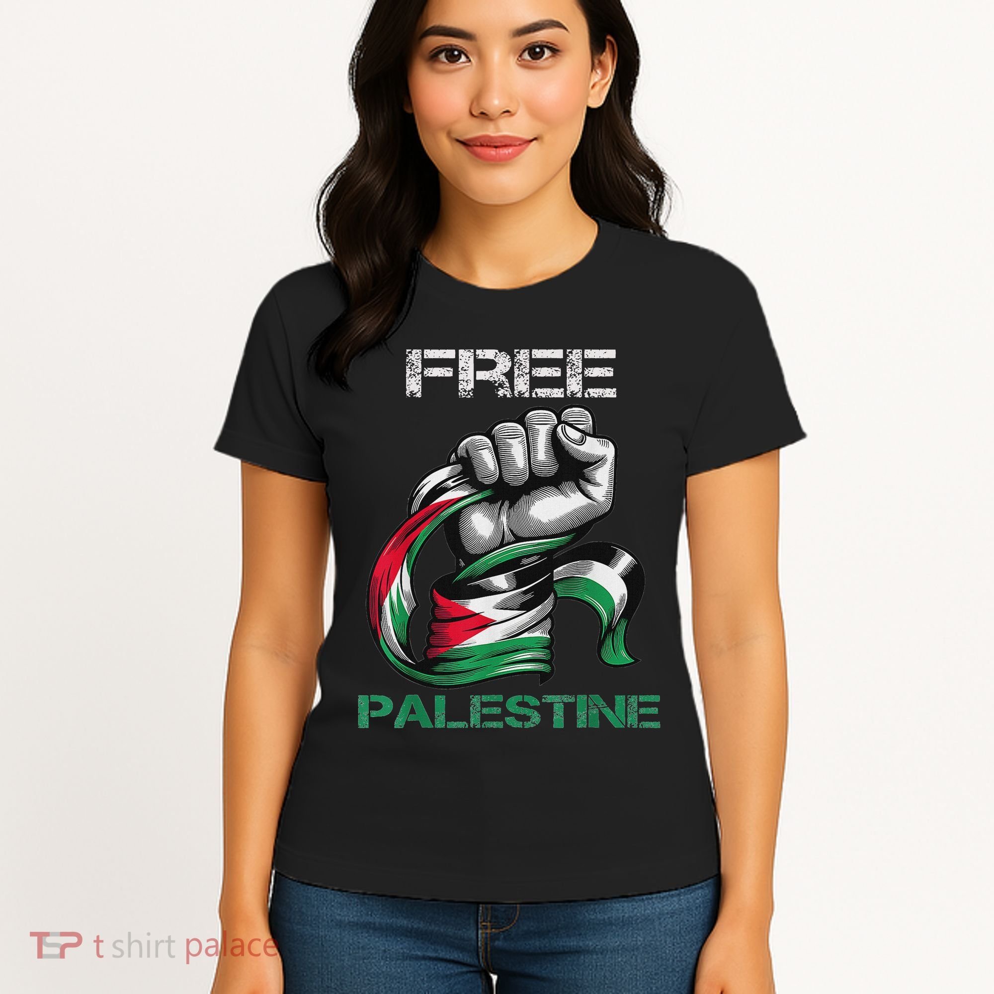 I Love Free Palestine Flag Save Gaza Strip Palestinian Women's T-Shirt