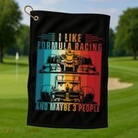 I Like Formula Racing And Maybe 3 People Retro Golf Towel thumb 1