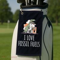 I Love Fossil Fuels Golf Towel thumb 2