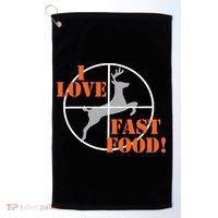 I Love Fast Food Deer Hunters Hunting Tee Great Gift Golf Towel thumb 0