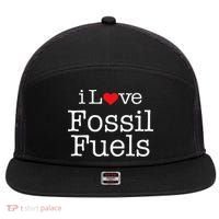 I Love Fossil Fuels 7 Panel Mesh Trucker Snapback Hat thumb 0