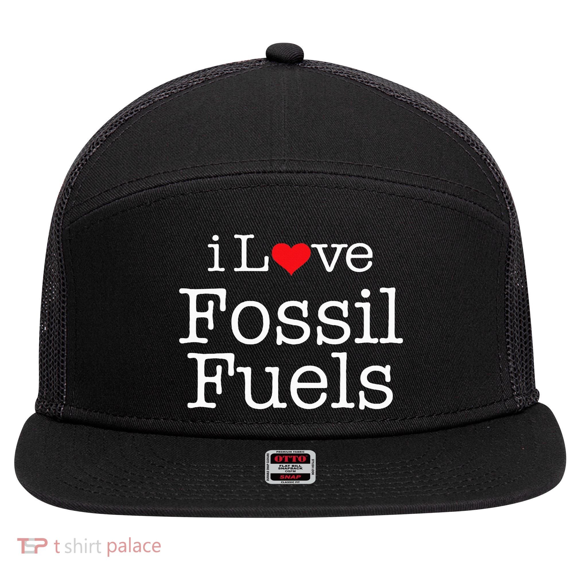 I Love Fossil Fuels 7 Panel Mesh Trucker Snapback Hat