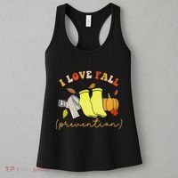 I Love Fall Prevention Socks Thanksgiving Autumn Quote Women's Tank Top thumb 3