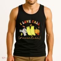 I Love Fall Prevention Socks Thanksgiving Autumn Quote Tank Top thumb 3