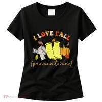 I Love Fall Prevention Socks Thanksgiving Autumn Quote Women's T-Shirt thumb 0