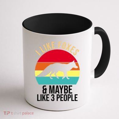I Like Foxes And Maybe Like 3 People Funny Coffee Mug back