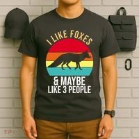 I Like Foxes And Maybe Like 3 People Funny T-Shirt thumb 6
