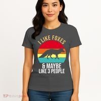 I Like Foxes And Maybe Like 3 People Funny Women's T-Shirt thumb 4