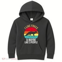 I Like Foxes And Maybe Like 3 People Funny Kids Hoodie thumb 0