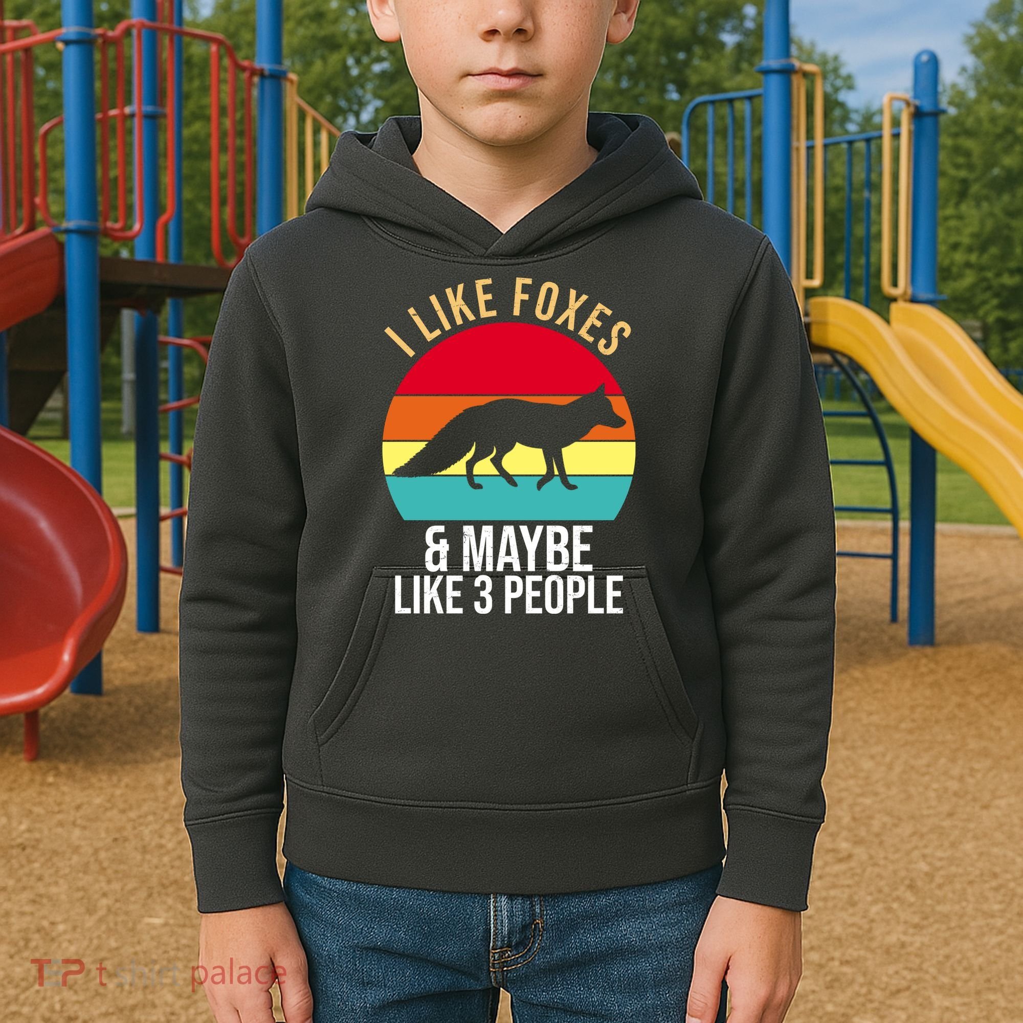 I Like Foxes And Maybe Like 3 People Funny Kids Hoodie