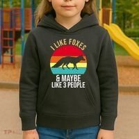 I Like Foxes And Maybe Like 3 People Funny Kids Hoodie thumb 3