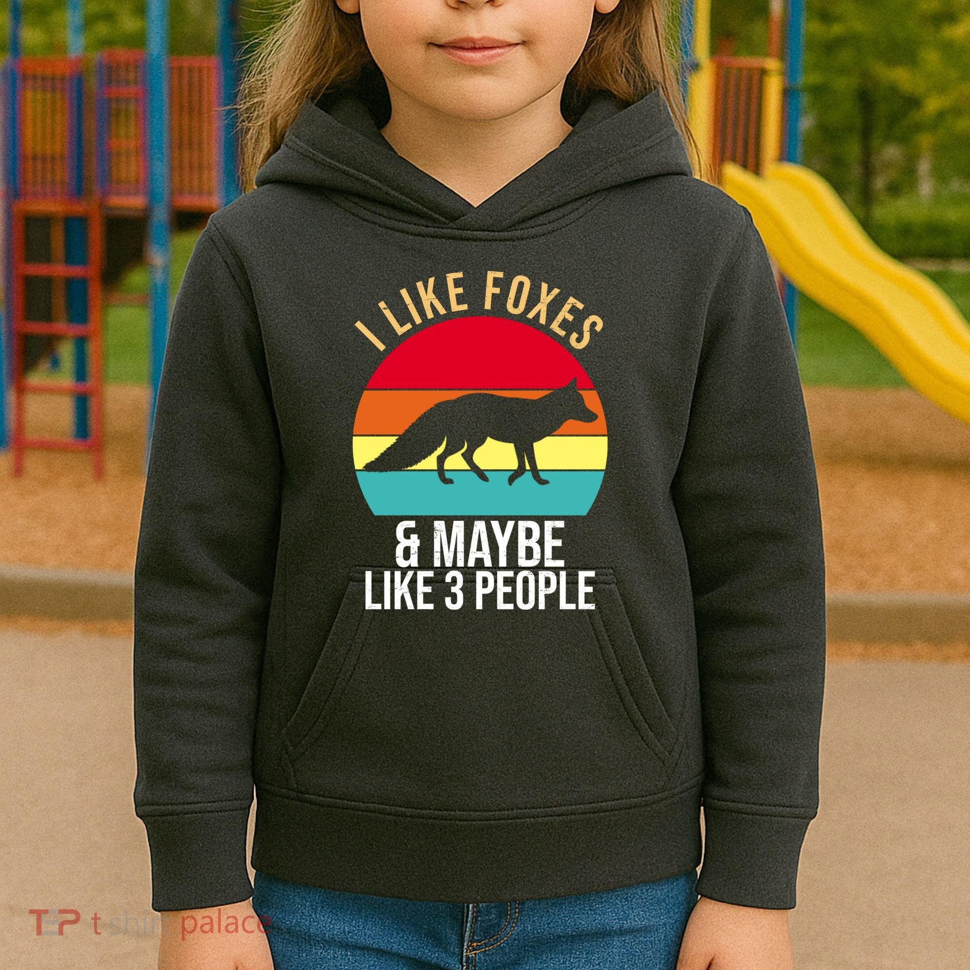 I Like Foxes And Maybe Like 3 People Funny Kids Hoodie
