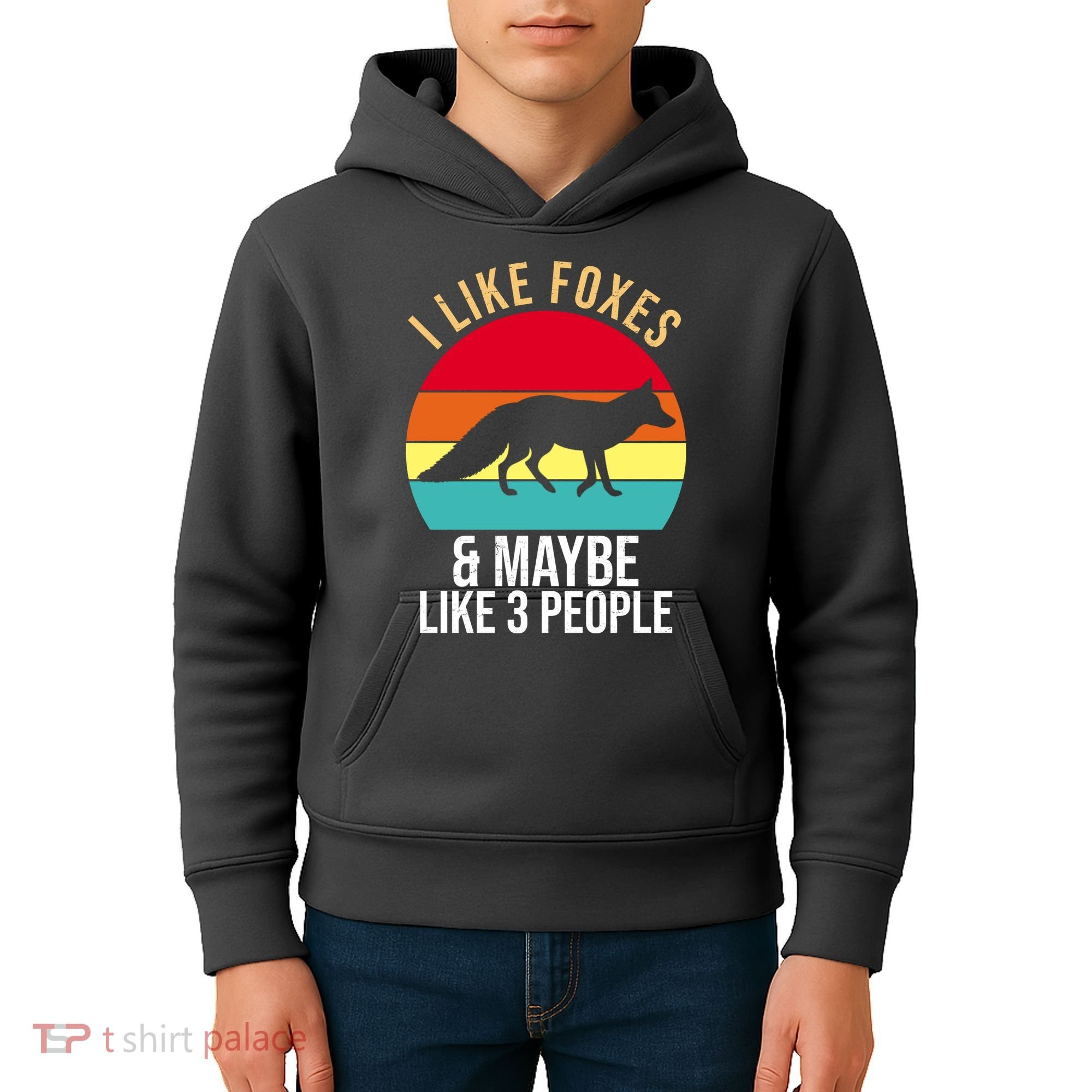 I Like Foxes And Maybe Like 3 People Funny Kids Hoodie