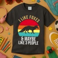 I Like Foxes And Maybe Like 3 People Funny Kids T-Shirt thumb 3
