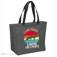 I Like Foxes And Maybe Like 3 People Funny Tote Bag thumb 2