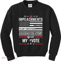 Impeachments Lawsuits Felony Convictions Assassination Kids Sweatshirt thumb 0
