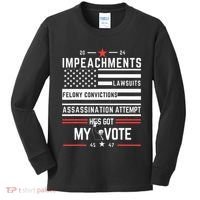 Impeachments Lawsuits Felony Convictions Assassination Kids Long Sleeve Shirt thumb 0
