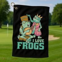 I Love Frogs Golf Towel thumb 1