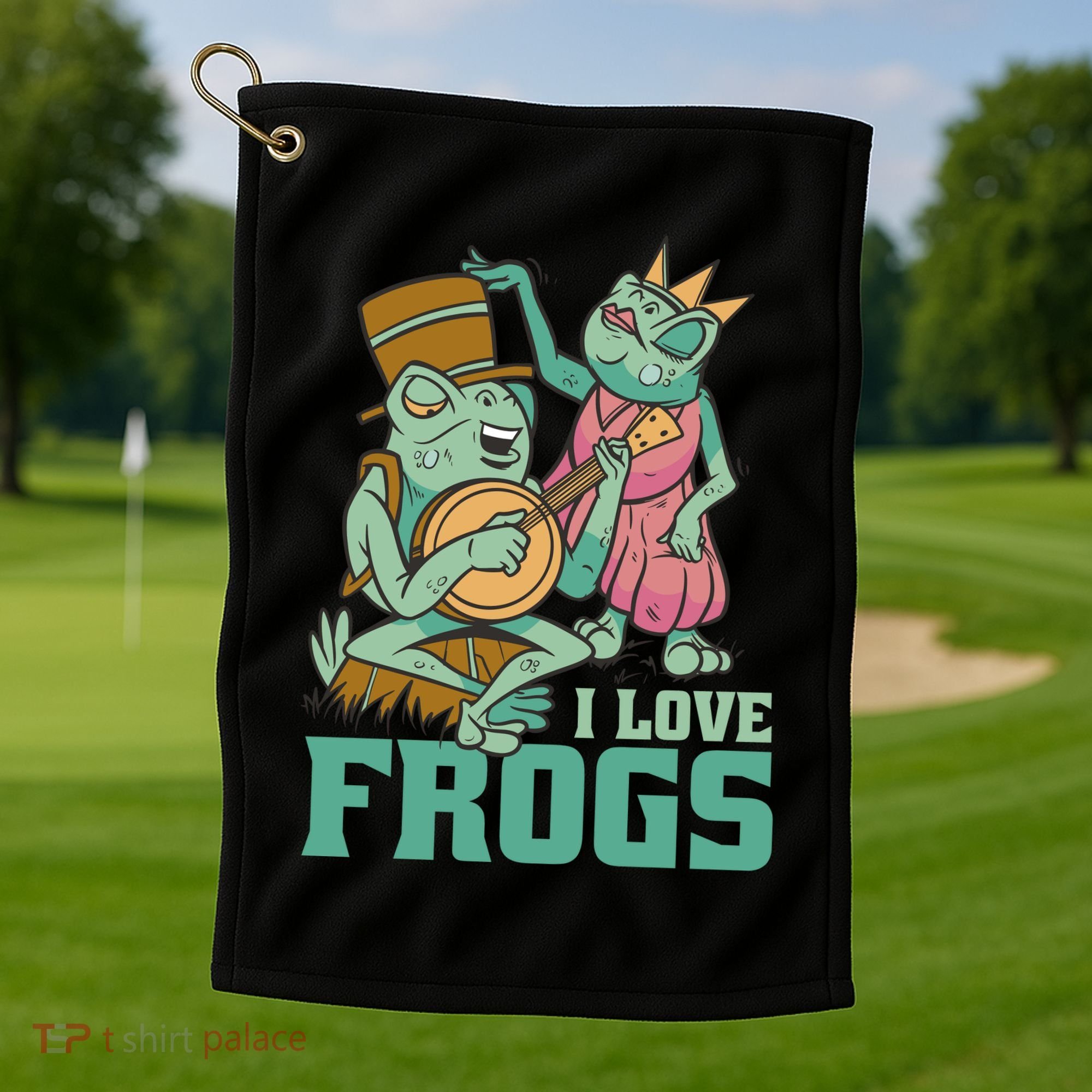 I Love Frogs Golf Towel