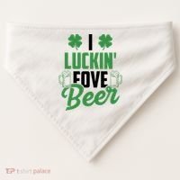 I Luckin Fove Beer Funny St Patrick's Day USA-Made Doggie Bandana thumb 0