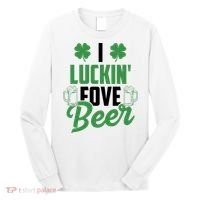 I Luckin Fove Beer Funny St Patrick's Day Long Sleeve Shirt thumb 0