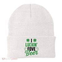 I Luckin Fove Beer Funny St Patrick's Day Beanie thumb 0