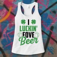 I Luckin Fove Beer Funny St Patrick's Day Women's Tank Top thumb 3