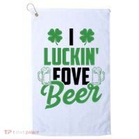 I Luckin Fove Beer Funny St Patrick's Day Golf Towel thumb 0