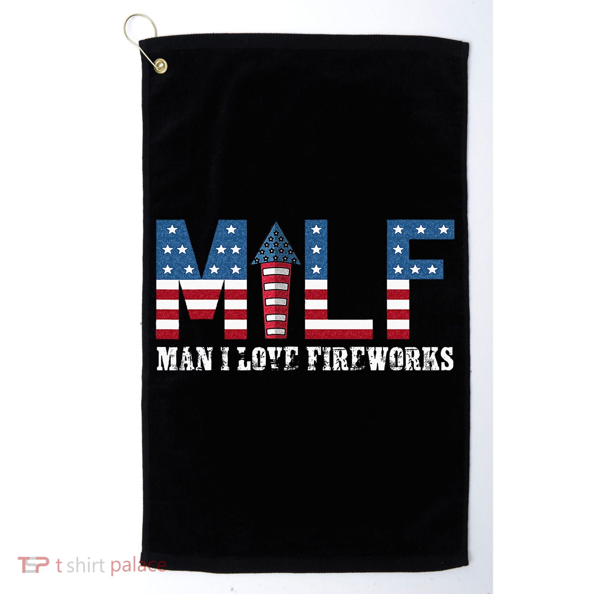 I Love Fireworks Funny 4th Of July Golf Towel