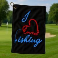 I Love Fishing Fish Lover Bait Reel Golf Towel thumb 1