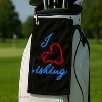 I Love Fishing Fish Lover Bait Reel Golf Towel thumb 2