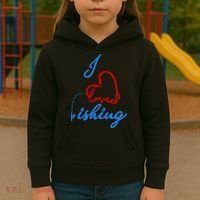 I Love Fishing Fish Lover Bait Reel Kids Hoodie thumb 3