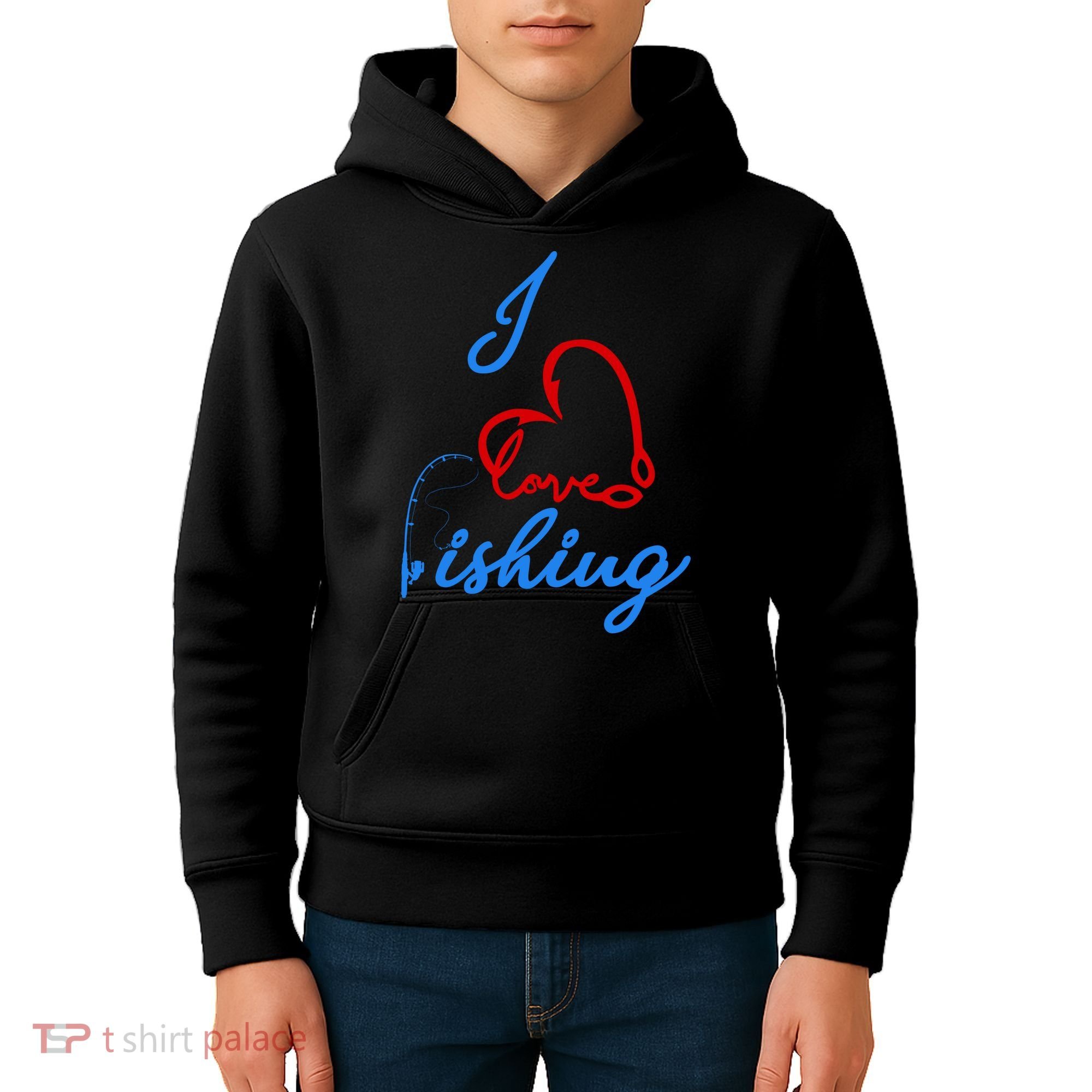 I Love Fishing Fish Lover Bait Reel Kids Hoodie