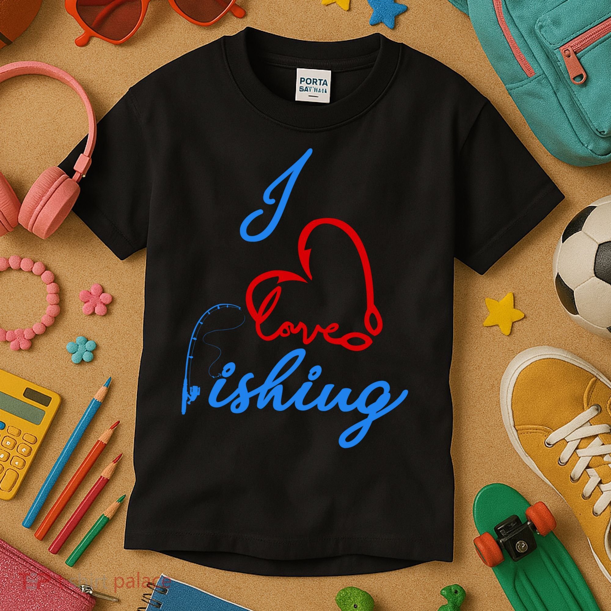 I Love Fishing Fish Lover Bait Reel Kids T-Shirt