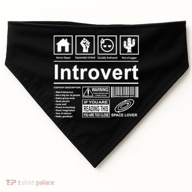 Introvert Label Funny Gift USA-Made Doggie Bandana