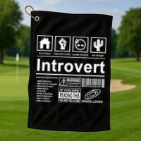 Introvert Label Funny Gift Golf Towel thumb 1
