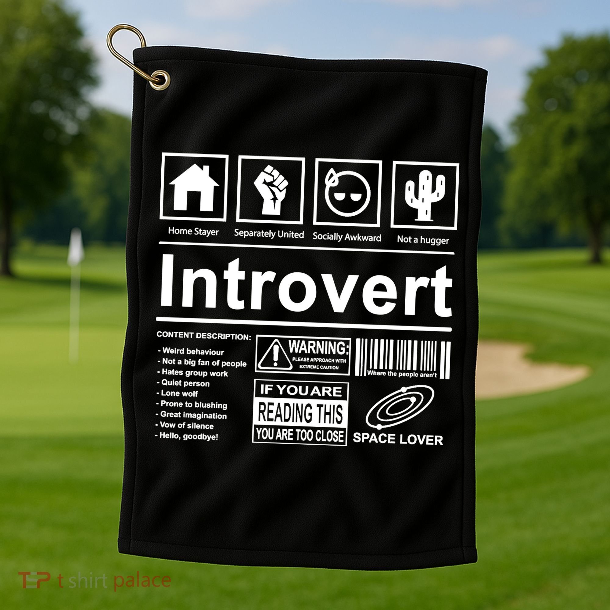 Introvert Label Funny Gift Golf Towel