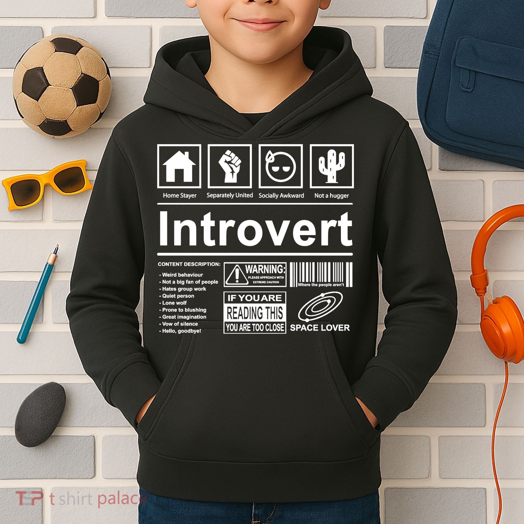 Introvert Label Funny Gift Kids Hoodie