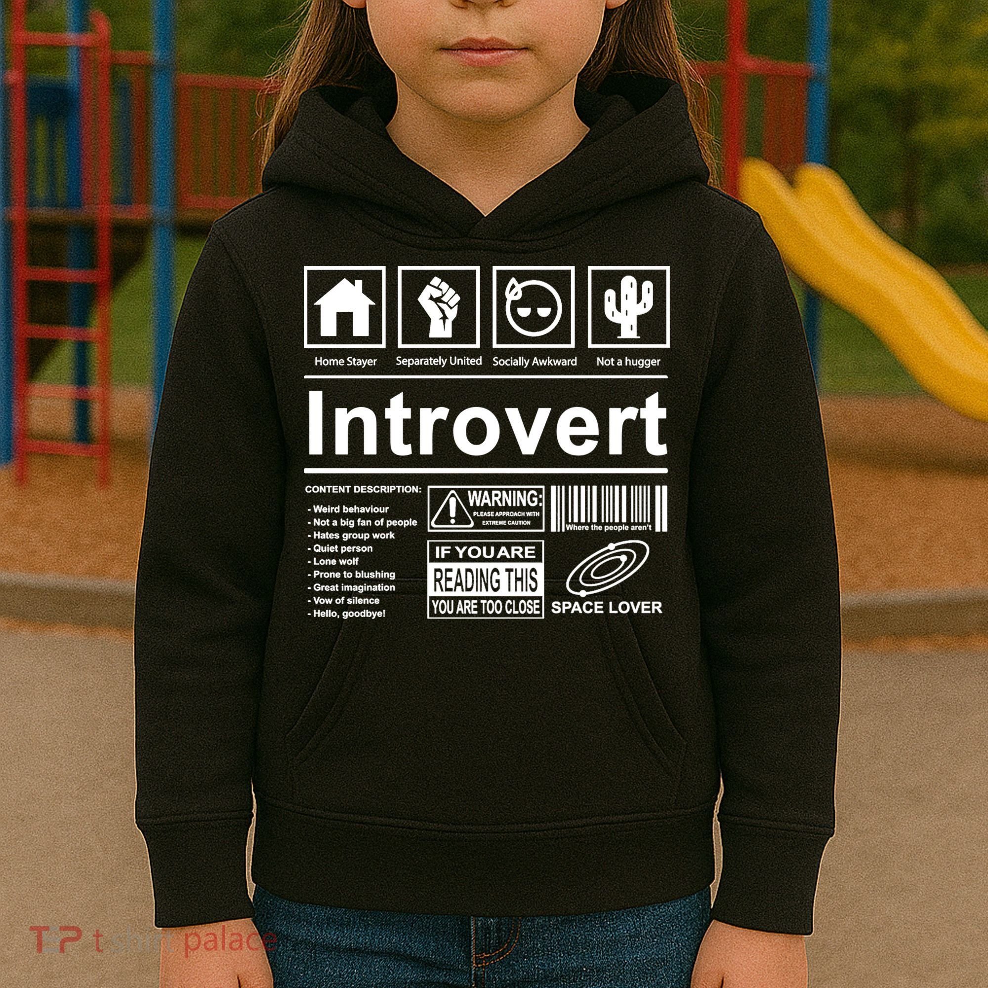 Introvert Label Funny Gift Kids Hoodie