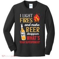 I Light Fires And Make Beer Disappear Funny Camping Kids Long Sleeve Shirt thumb 0
