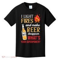 I Light Fires And Make Beer Disappear Funny Camping Kids T-Shirt thumb 0
