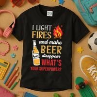 I Light Fires And Make Beer Disappear Funny Camping Kids T-Shirt thumb 3