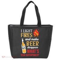 I Light Fires And Make Beer Disappear Funny Camping Tote Bag thumb 0