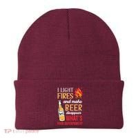 I Light Fires And Make Beer Disappear Funny Camping Beanie thumb 0
