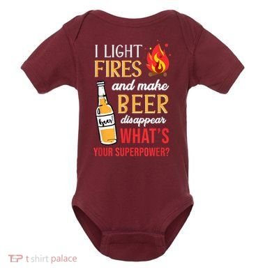 I Light Fires And Make Beer Disappear Funny Camping Baby Bodysuit