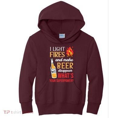 I Light Fires And Make Beer Disappear Funny Camping Kids Hoodie