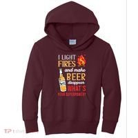 I Light Fires And Make Beer Disappear Funny Camping Kids Hoodie thumb 0