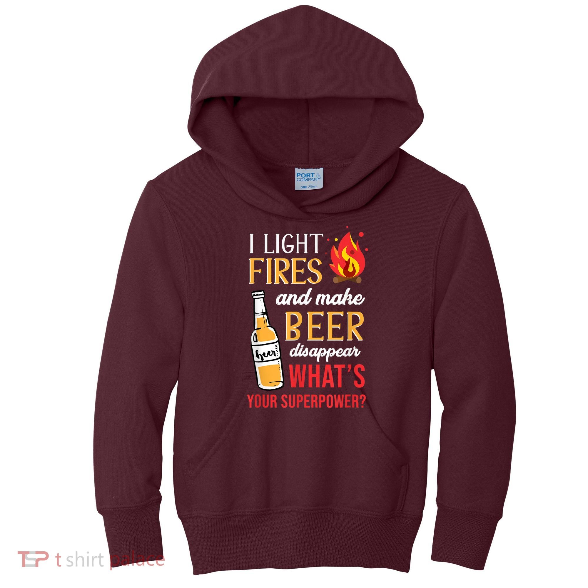 I Light Fires And Make Beer Disappear Funny Camping Kids Hoodie