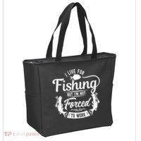 I Live For Fishing But Im Not Forced To Work Tote Bag thumb 2