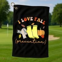 I Love Fall Prevention Halloween Golf Towel thumb 1